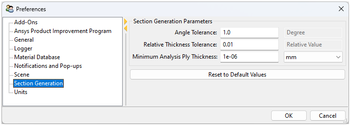 Section Generation Preferences