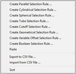 Selection Rules Context Menu