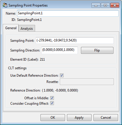 Sampling Point Properties - General Tab