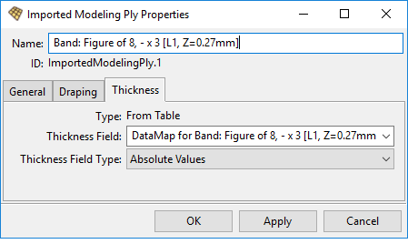 Thickness Properties Options