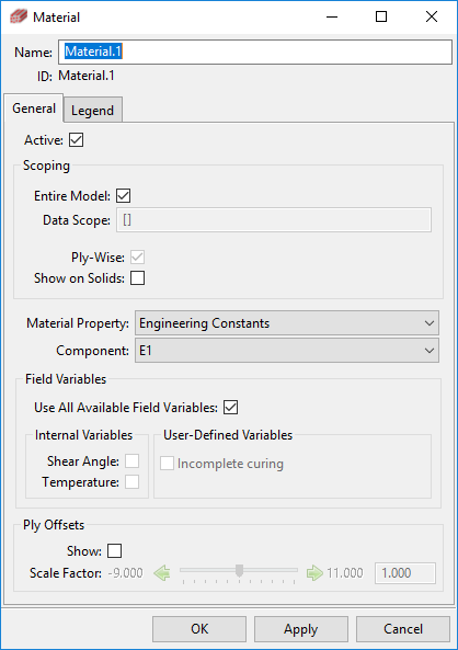 Material Plot General Properties Tab