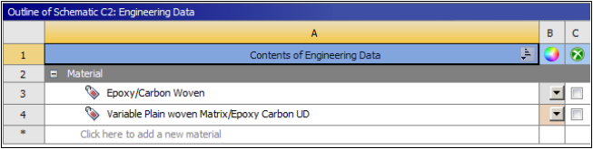 Materials in the Engineering Data Component of the ACP system