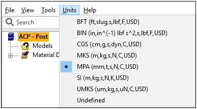 Units Menu