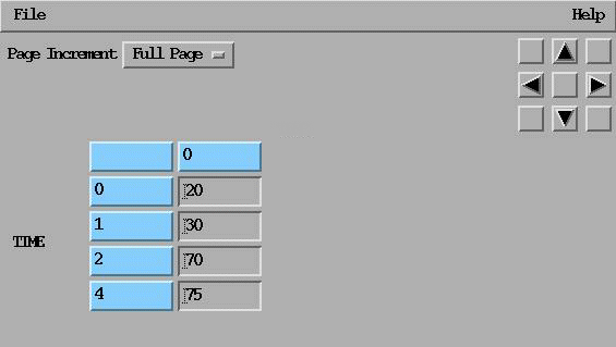 Example 1D TABLE Array Dialog