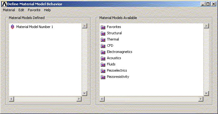 Material Model Interface Initial Screen