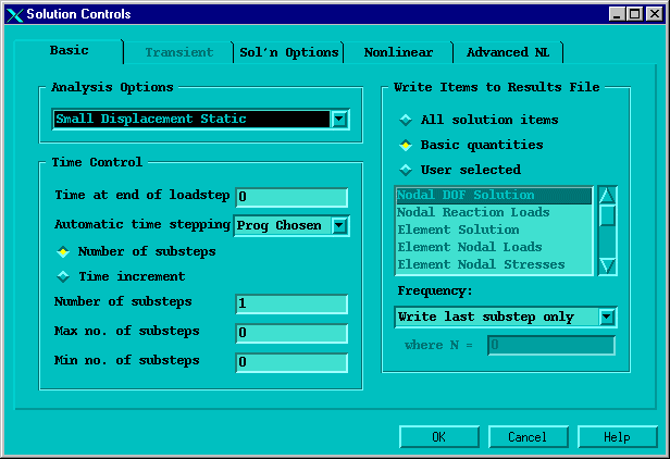 Solution Controls Dialog Box