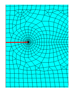 Radial Mesh Surrounding a 2D Crack Tip