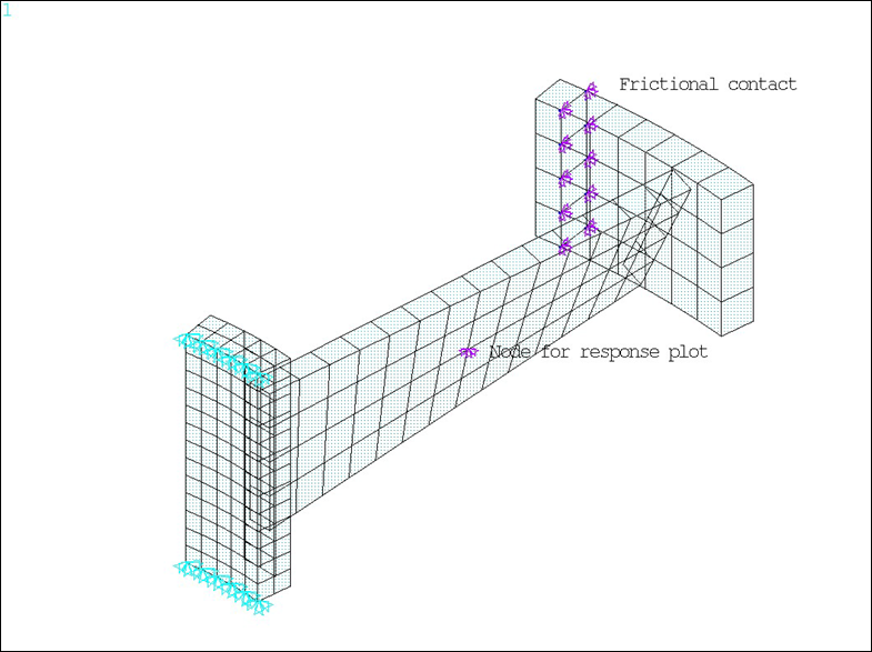 Sector model with solid elements and frictional contact