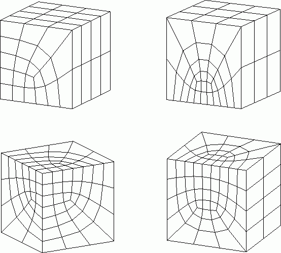 Examples of Transition Mapped Hexahedral Meshes