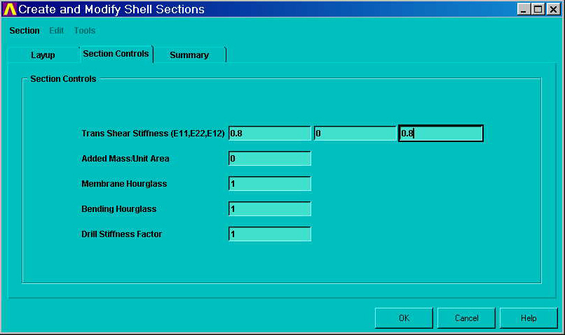 Shell Tool With Section Controls Page Displayed