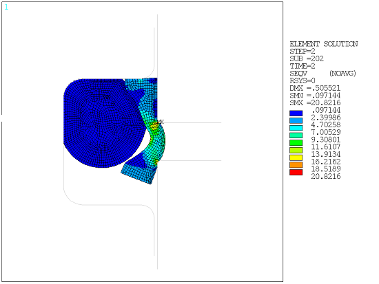 Sealing System Von Mises Stress Contour (After Second Load Step)