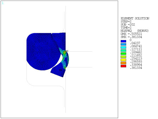 Sealing System Equivalent Plastic Strain Contour (After Second Load Step)