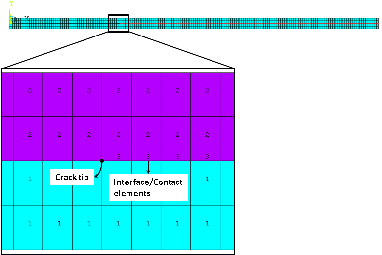 Representative Finite Element Model Using PLANE182 and Interface/Contact Elements