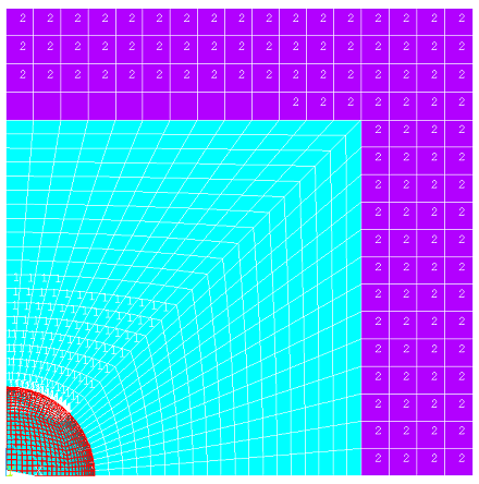 Finite Element/PML Mesh of a Pressurized Spherical Cavity in an Infinite Medium