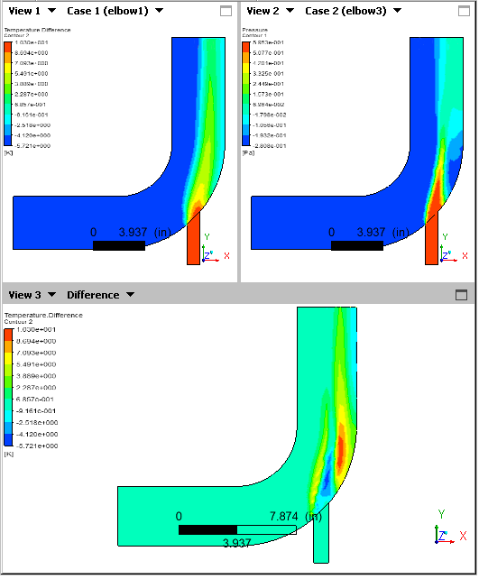 Displaying Differences in Contour Plots of Temperature on Two Mesh Densities