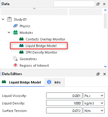 Liquid Bridge Model module options.