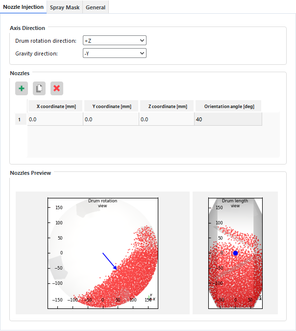 Coating Visibility Wizard options for Nozzle Injection.