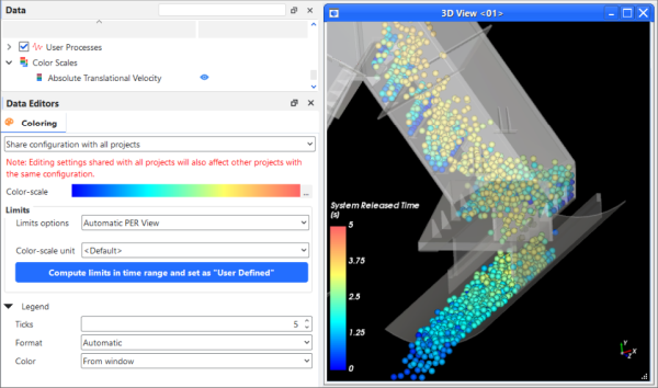 Coloring tab options for Color Scale entry in the Data Editors panel