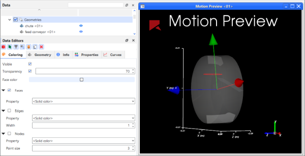 Example Coloring tab in the Data Editors panel showing a geometry component