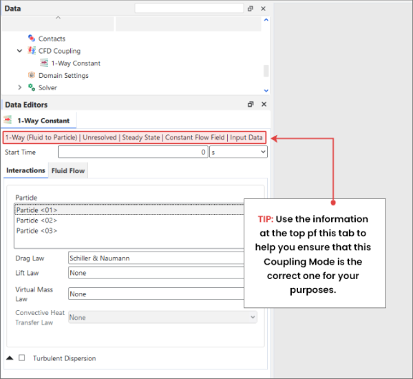 CFD Coupling, 1-Way Constant in the Data Editors panel