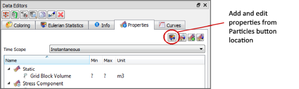 Add and edit properties from particles button location