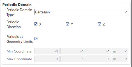 Domain Settings, Cartesian Periodic Domain Type parameters
