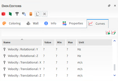 Imported Geometry, Curves options on the Data Editors panel when Motion Frames are assigned
