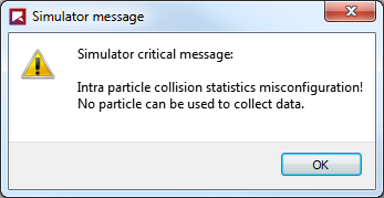 Rocky error shown if no particle sets in the simulation support Intra-particle Collisions Statistics