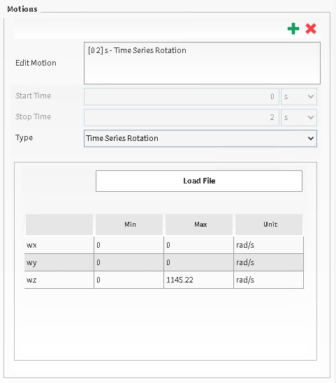New Motion showing Time Series Rotation parameters