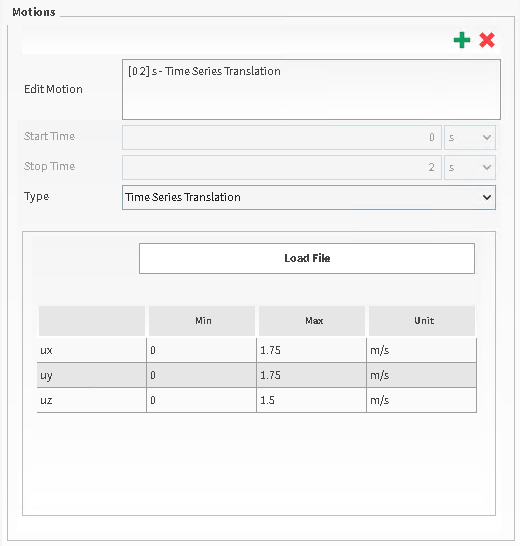 New Motion showing Time Series Translation parameters