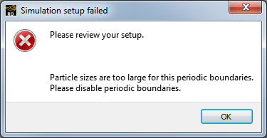Simulation setup failed message