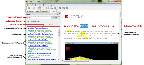 Offline User Manual showing the Search tab