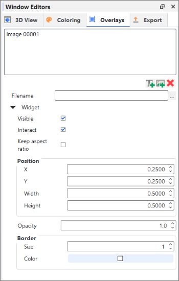 Image Overlay options on the Window Editors panel