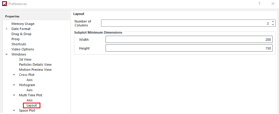 Preferences, Multi Time Plot Layout