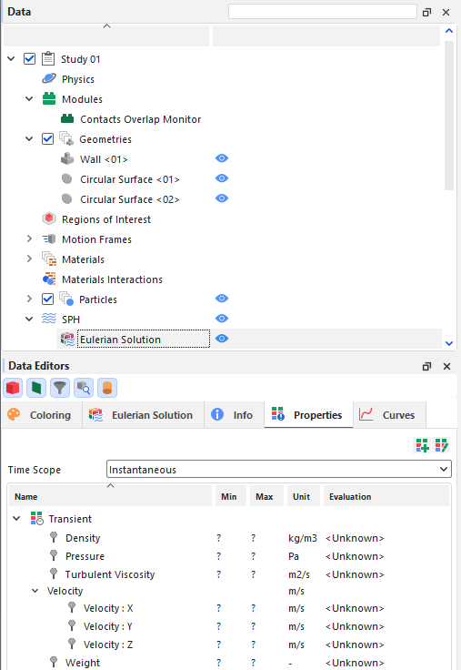 Properties available in the SPH Eulerian Solution