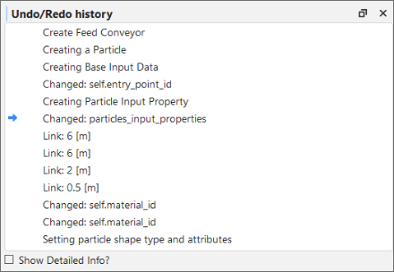 Undo/Redo history panel showing some example actions that have been undone