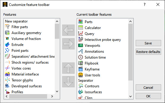 Customization of the Feature Toolbar