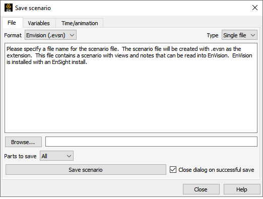 Save Scenario Dialog - File Tab