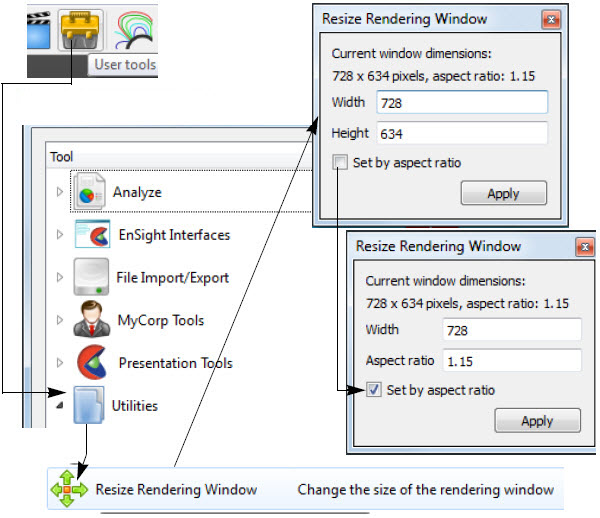 Resize Rendering Window Dialog