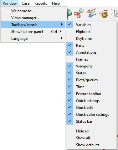 Window → Toolbar/List Tab Visibility