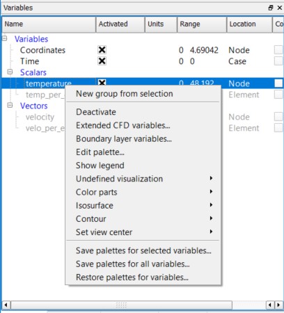 Context Menu for a Variable