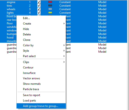 Part Context Menu