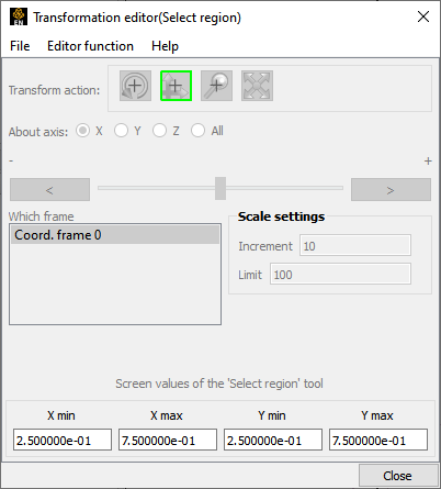 Transformation Editor (Select Region)