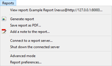 Report Pull-Down Menu