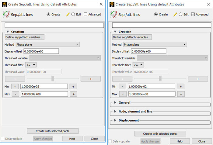 Feature Panel - Separation/Attachment Lines