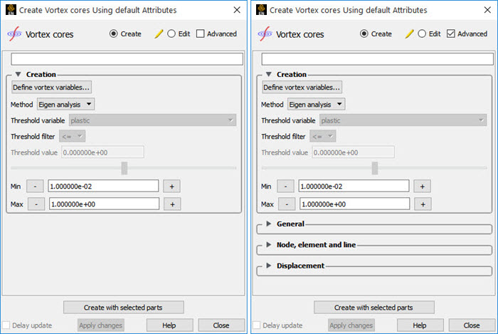 Feature Panel - Vortex Cores