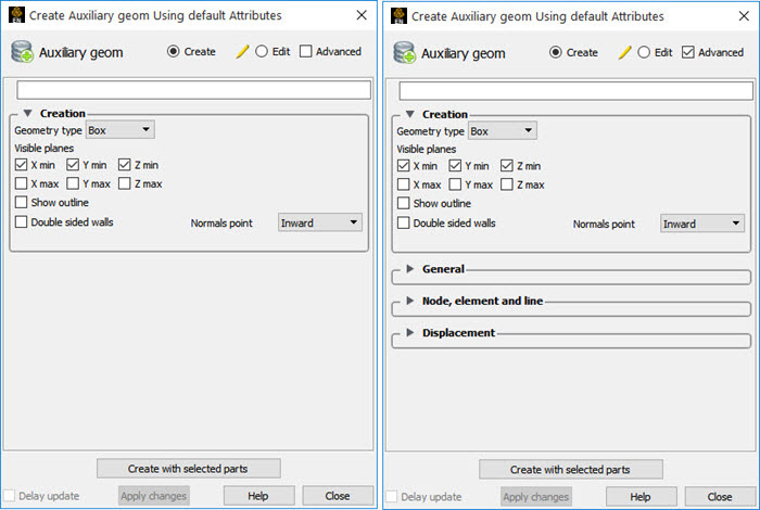 Feature Panel - Auxiliary Geometry