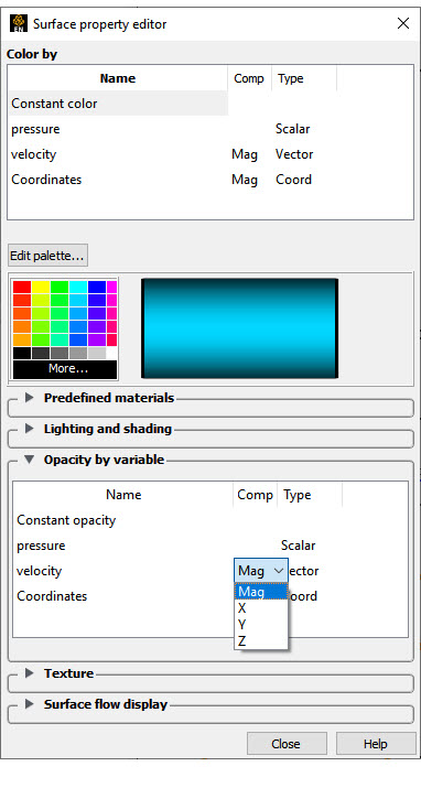 Part Color/Surface Property Editor Opacity by Variable