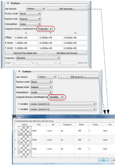 Part Color/Surface Property Editor Texture Main Dialogs