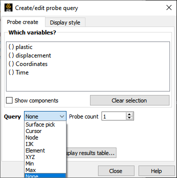 Interactive Probe Query Create Tab